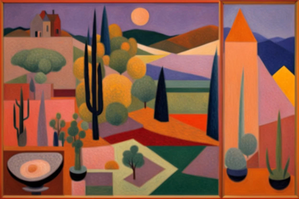 a landscape by artist "Gino Severini",by artist "Betye Saar",by artist "Mark Rothko"