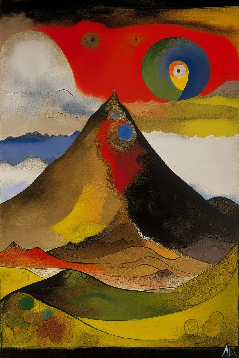 A brown volcanic summit painted by Wassily Kandinsky