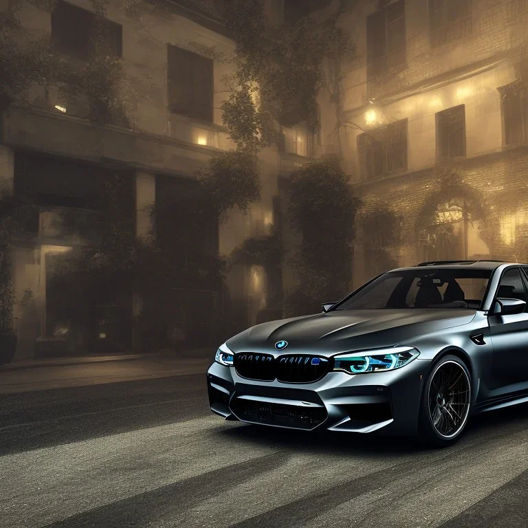 2021 Black BMW M5 during nighttime