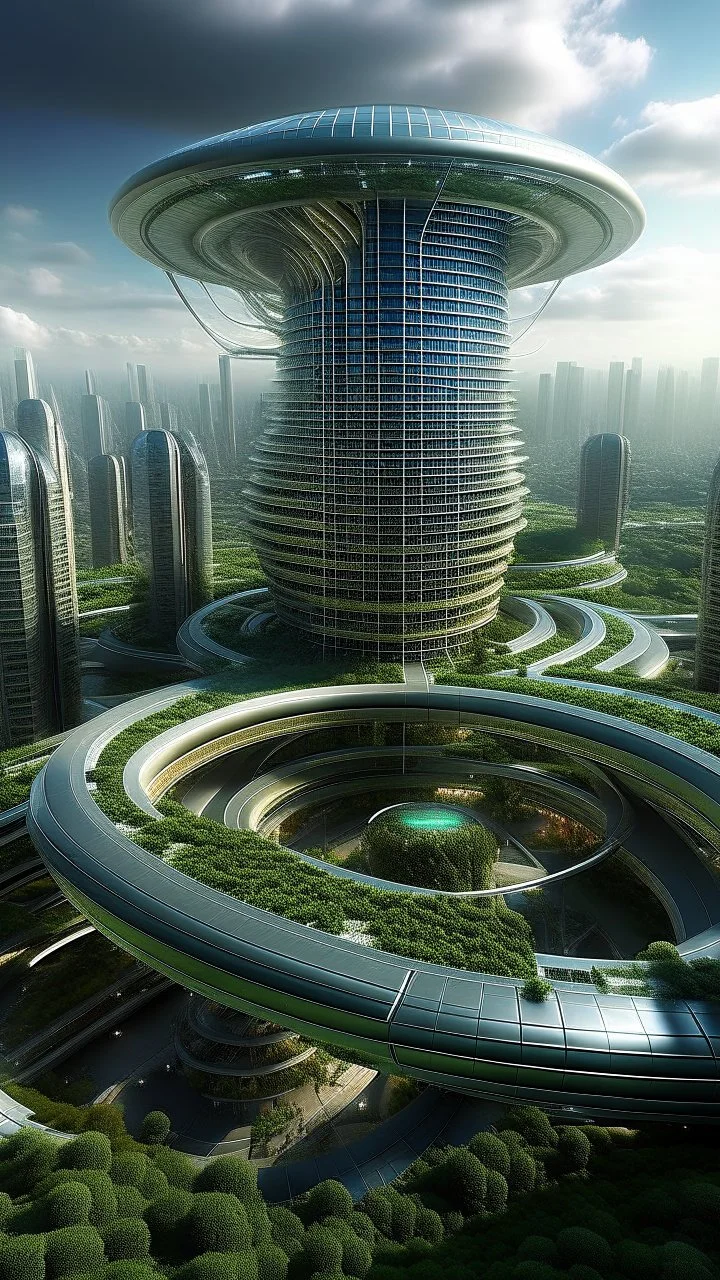 fuuturistic megapolis with center