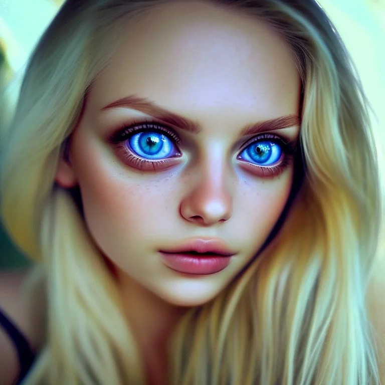 beautiful blonde woman with green eyes