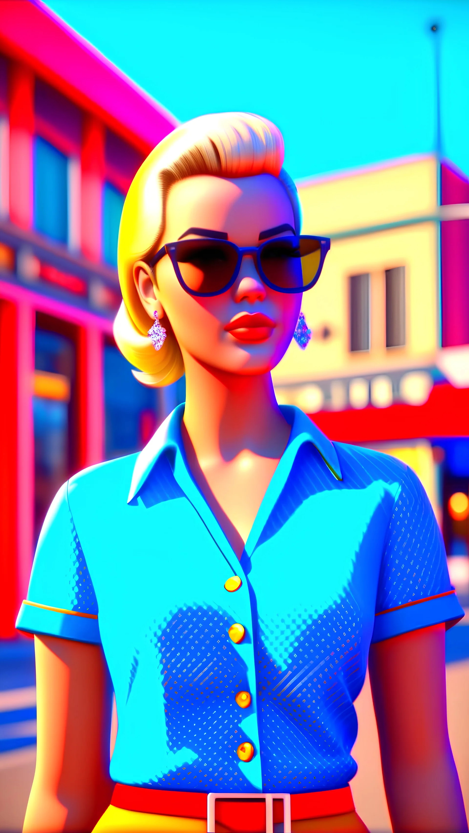 supper star, detailed face. Beautiful woman. big retro sunglasses, Full body ,standing pose,highly detailed, hyperdetailed standing on street, complex, 8K, HD