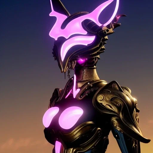 Cinematic close-up bust shot, of an exquisite beautiful saryn prime female warframe, that's a beautiful stunning hot anthropomorphic robot female dragon, with cute robot dragon head, metal cat ears and glowing eyes, doing a sassy pose, standing on the beach at sunset, sharp claws, streamlined white armor, pink skin, high quality digital art, detailed warframe fanart, destiny fanart, macro art, dragon art, furry art, realistic digital art, warframe art, destiny art, furaffinity, deviantart, artst