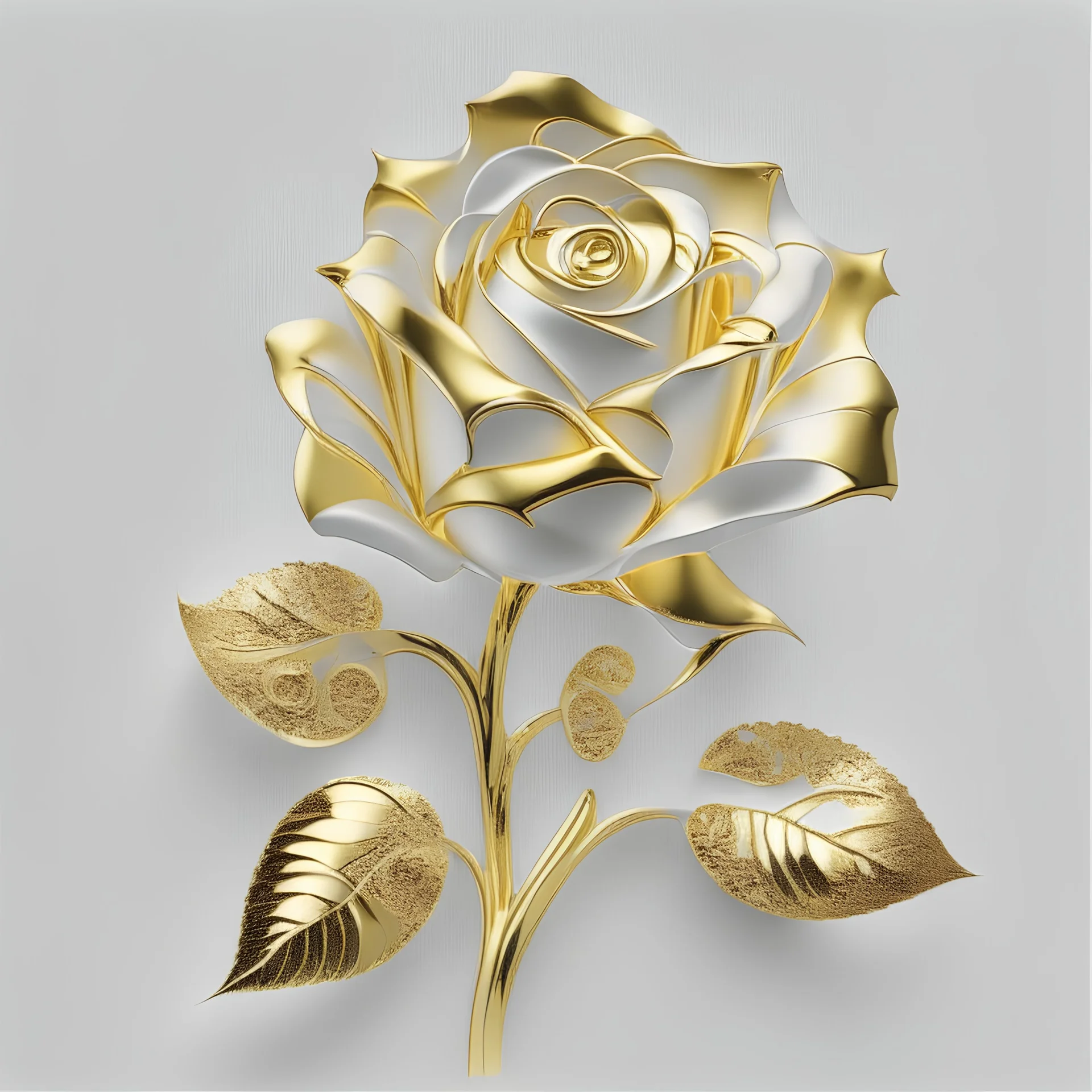 One rose made of golden pattern, white background