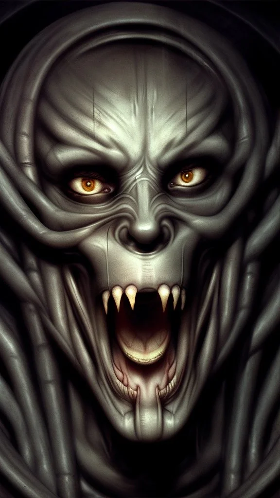 The mummy laying in his death chamber Howling in giger style