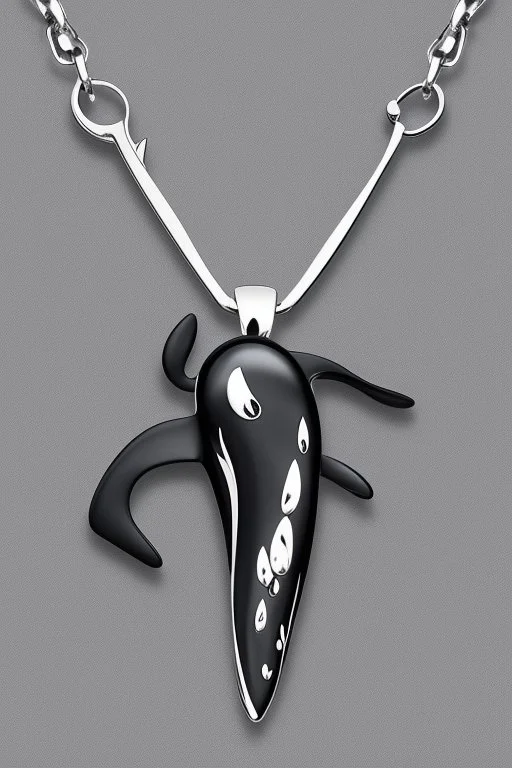 Orca whale white gold necklace with black jewels