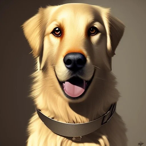 a cute golden retriever , dramatic, dramatic lighting, volumetric lighting, hyperrealism, 8k, high quality, photorealistic, lot of details