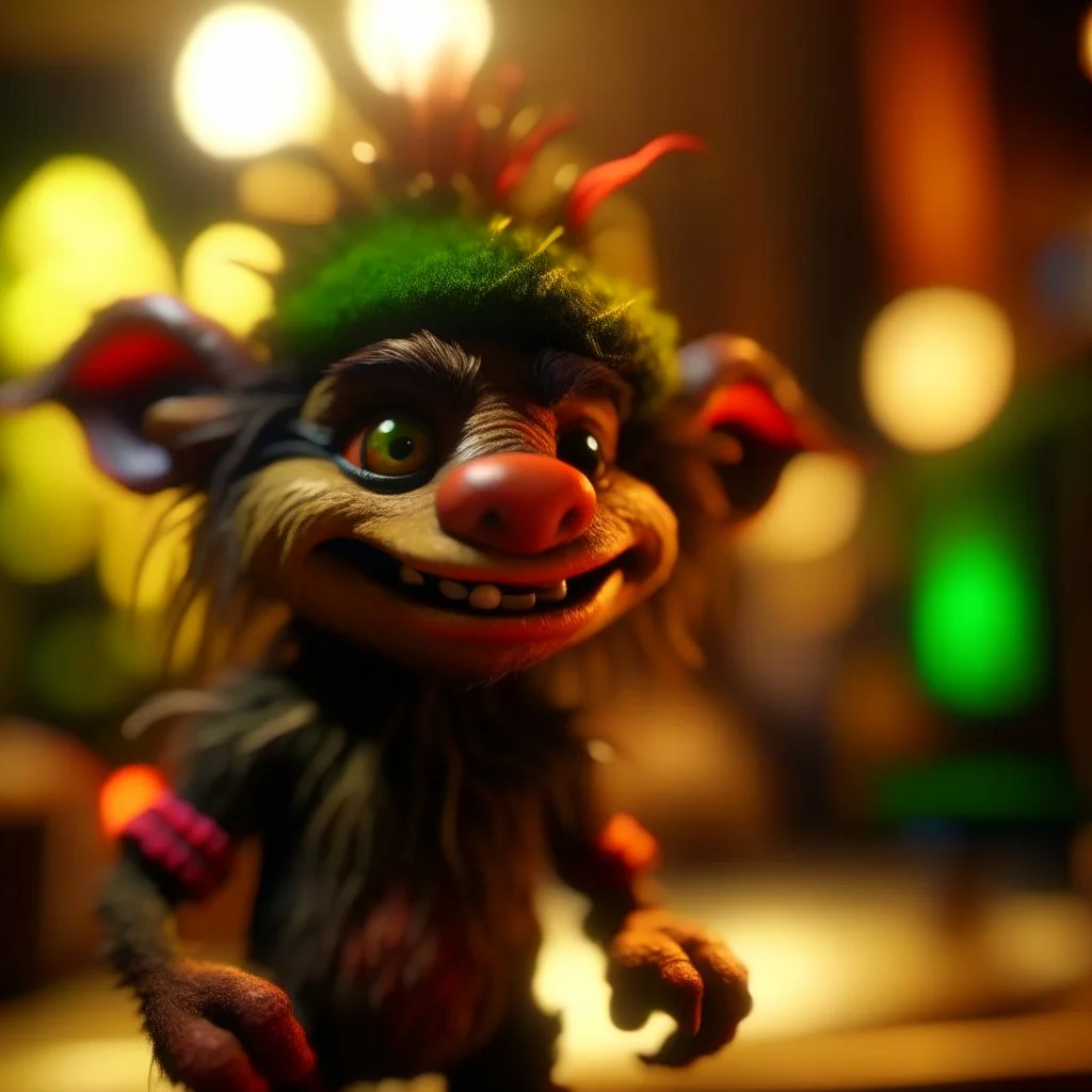 hairy pimp groove funk kobold gremlin hippie in running inside big thread mill, bokeh like f/0.8, tilt-shift lens 8k, high detail, smooth render, down-light, unreal engine