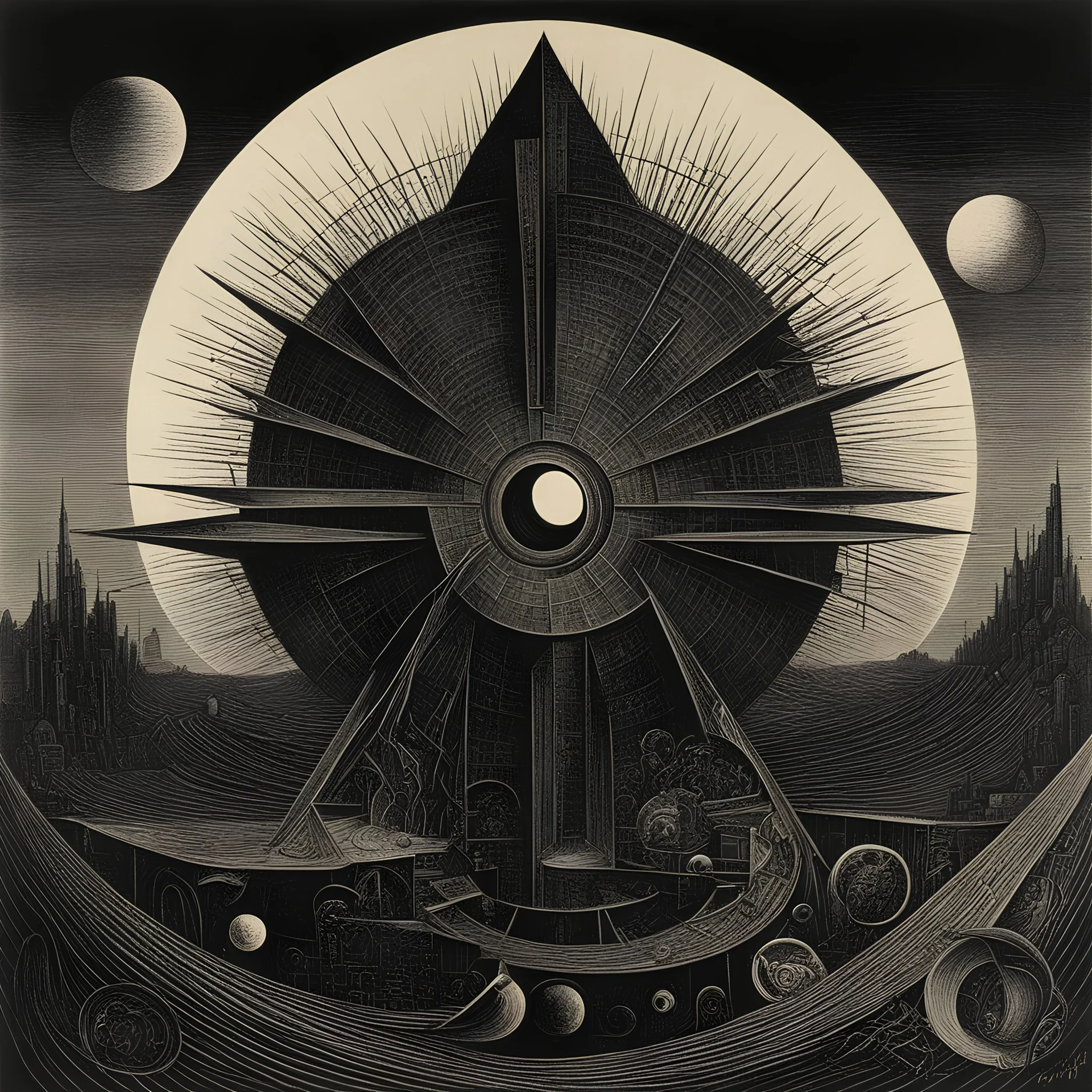 Credit farm abstract noir art, by Max ernst, weirdcore, art from beyond