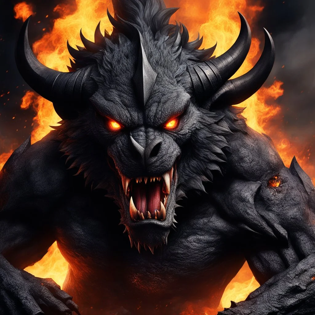 The beast's eyes are burning coals, filled with an insatiable hunger that threatens to consume everything in its path. Its body is a grotesque amalgamation of flesh and bone, twisted and deformed by some unspeakable evil.