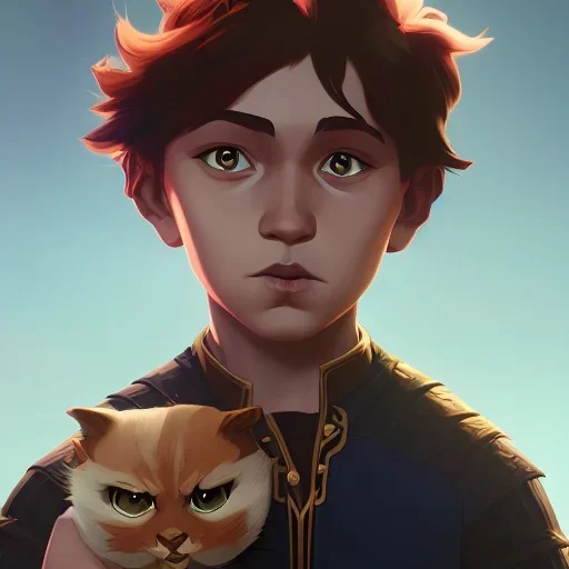 Portrait of a kid with his magical pet by Nick Harris