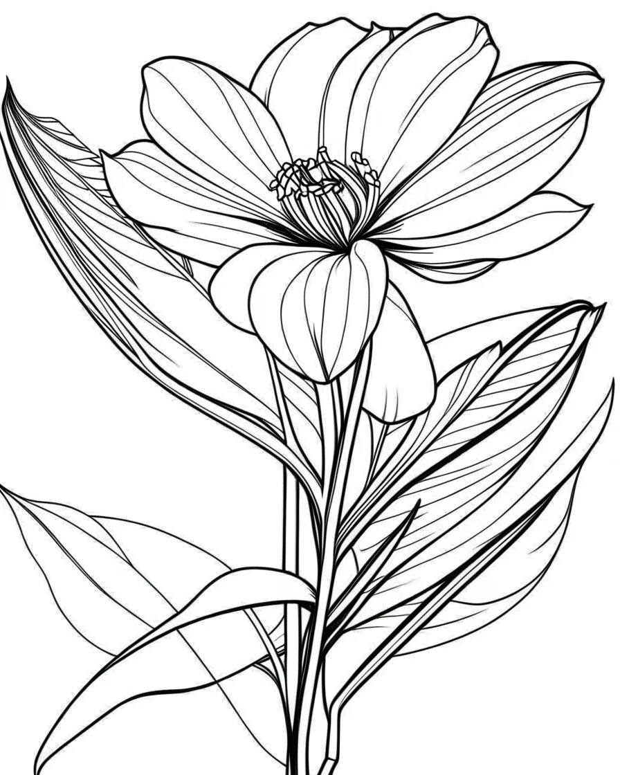 real massive Bird of Paradise flower coloring page