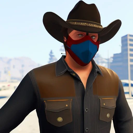 cowboy hat,gta 5,tech inspired, mask,