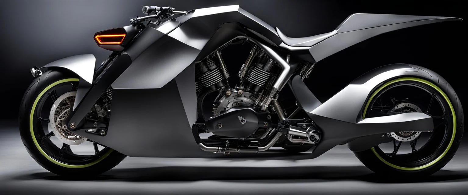 futuristic monster bike 3/4 front view