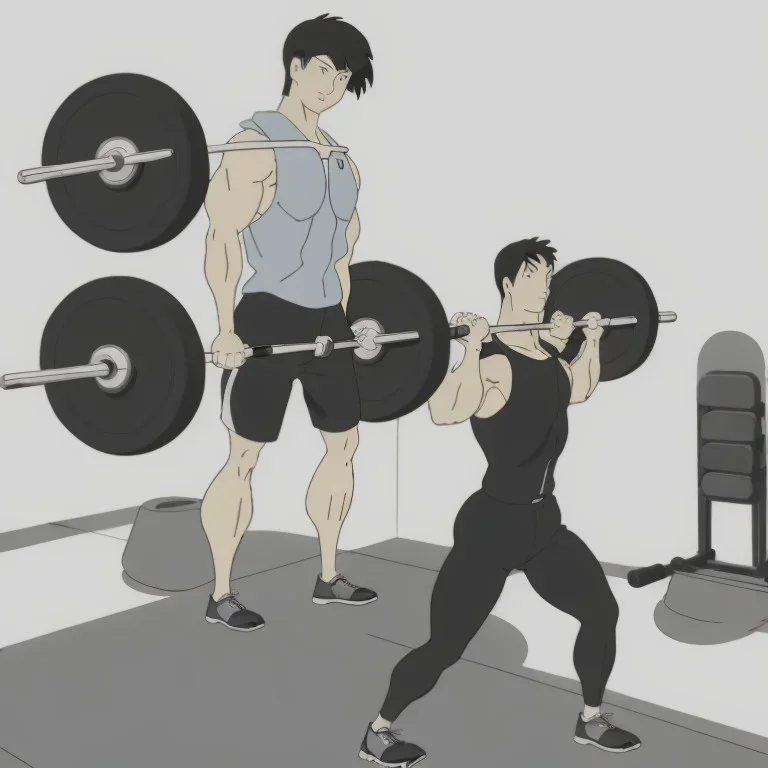 a man doing fitness with weights in a fitness studio, black and white only