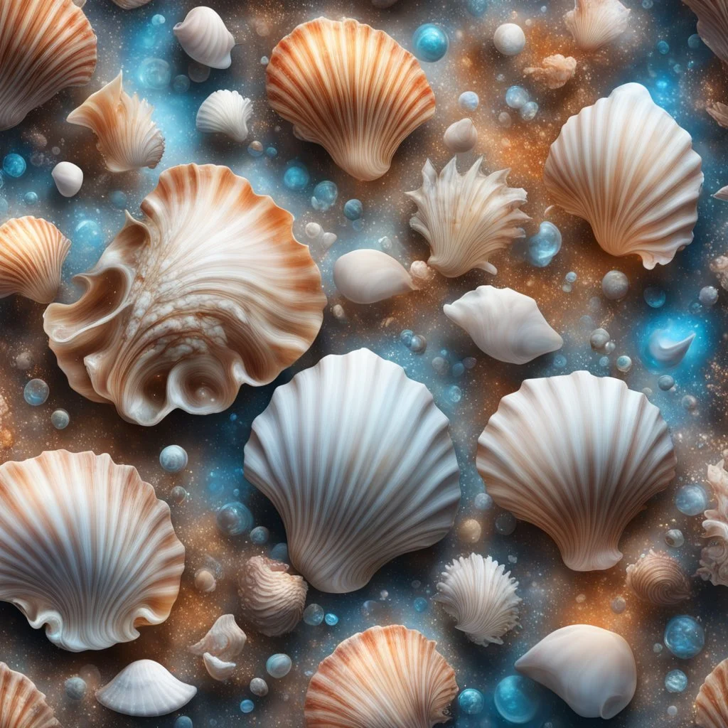 Magical Fantastic seashells, Liquid Structure, Flying seashells, Splash, Portrait Photography, Fantasy Background, Intricate Patterns, Ultra Detailed, Luminous, Radiance, beautiful, Ultra Realism, Complex Details, Intricate Details, 16k, HDR, High Quality, Trending On Artstation, Sharp Focus, Studio Photo, Intricate Details, Highly Detailed