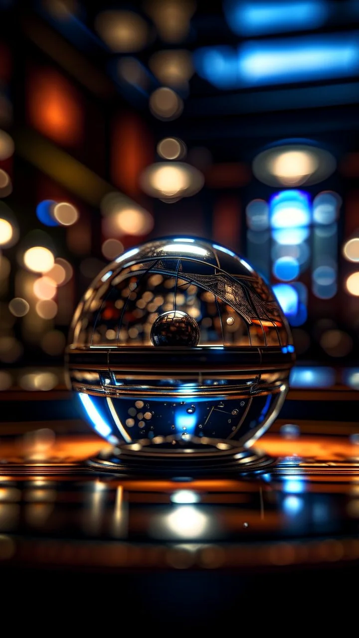 pool table inside a Crystal ball on a chain, shot on Hasselblad h6d-400c, zeiss prime lens, bokeh like f/0.8, tilt-shift lens 8k, high detail, smooth render, down-light, unreal engine, prize winning