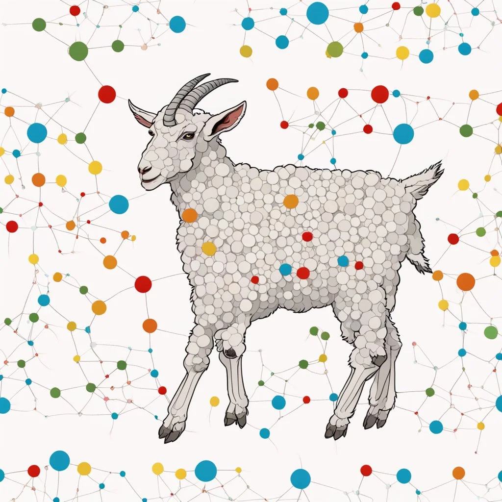 dancing atoms on a goat by artist "Higgs Boson",by artist "bubblewrap"