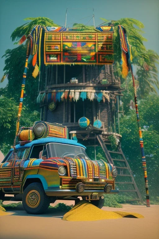 kente scene, thread, embroidery, octane render, high detail