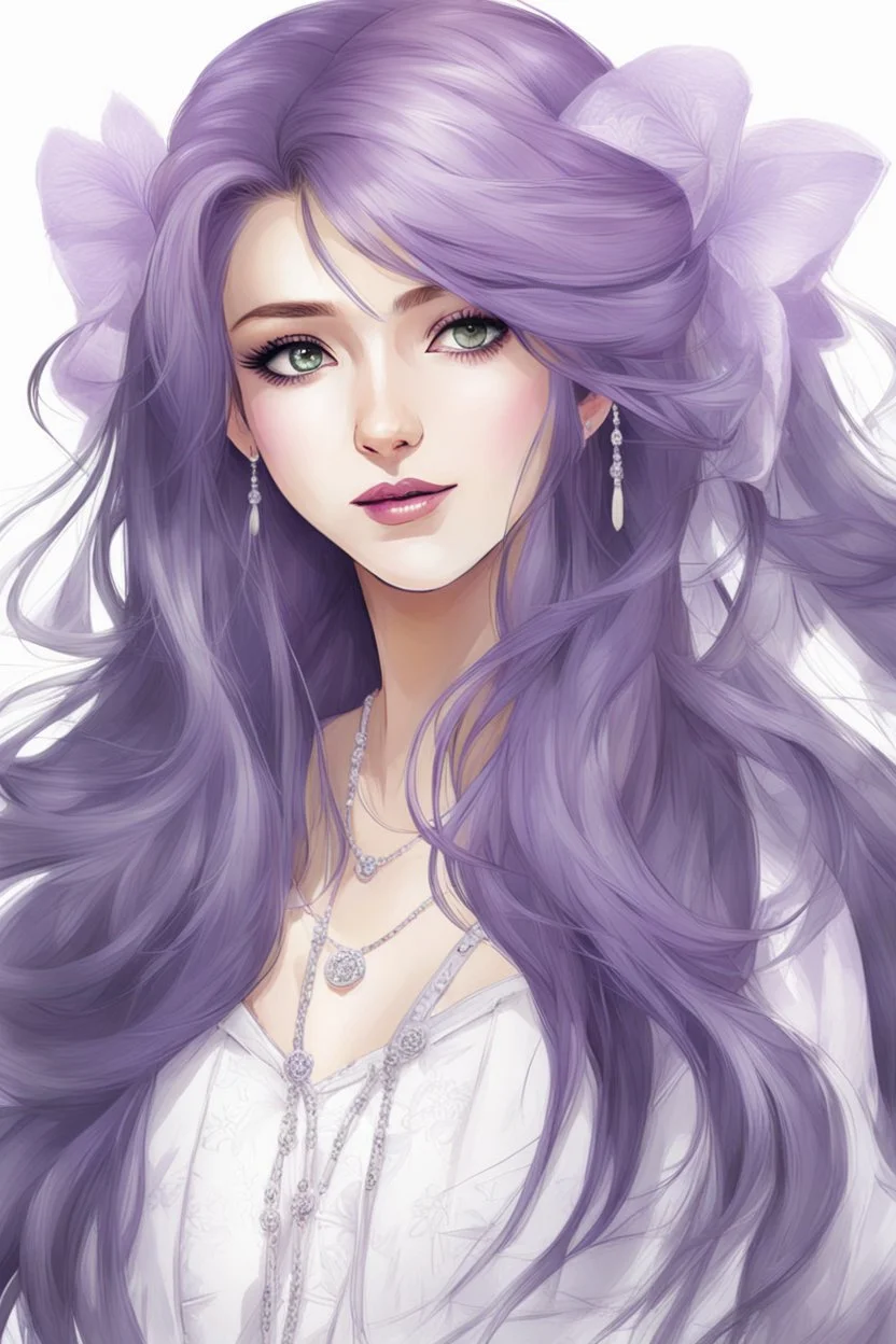 pretty young girl, purple long haired