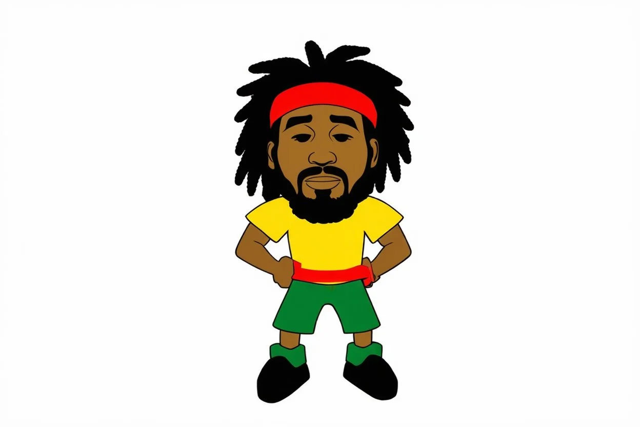 cartoon rasta in tpose white background