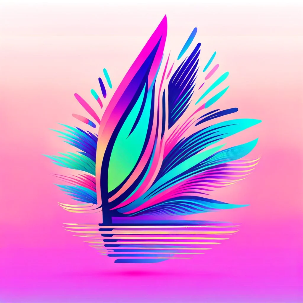 psychedelic quill logo with minimalistic design, by #insert inspiring brand or artist, 99designs contest winner, retro colors, [shape style] shapes, glitchy effects, vaporwave style, 8-bit graphics, pixelated animation, #insert background color background