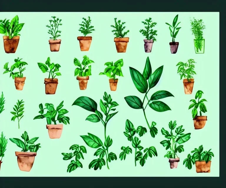 Vector plants and herb set illustration. Watercolor illustration color