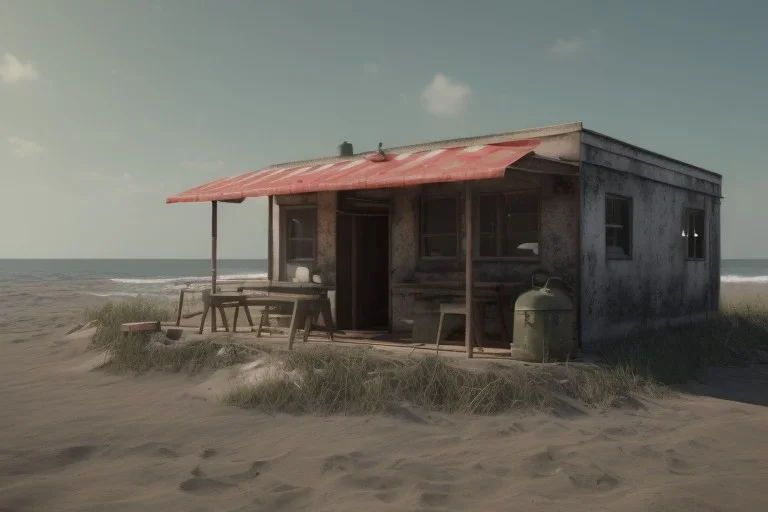 Old military canteen on a beach waves