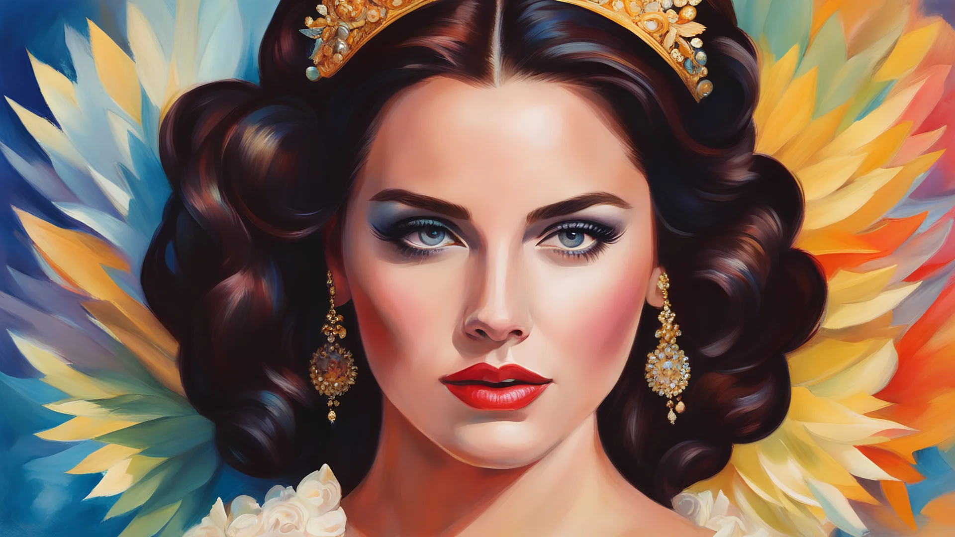 ([lana del rey|audra miller]:1.0) face, (audra miller:0.8), beautiful young woman, fit, smart, 8k quality image, Gouache Painting, soft lighting, wearing edgCarnival costume,