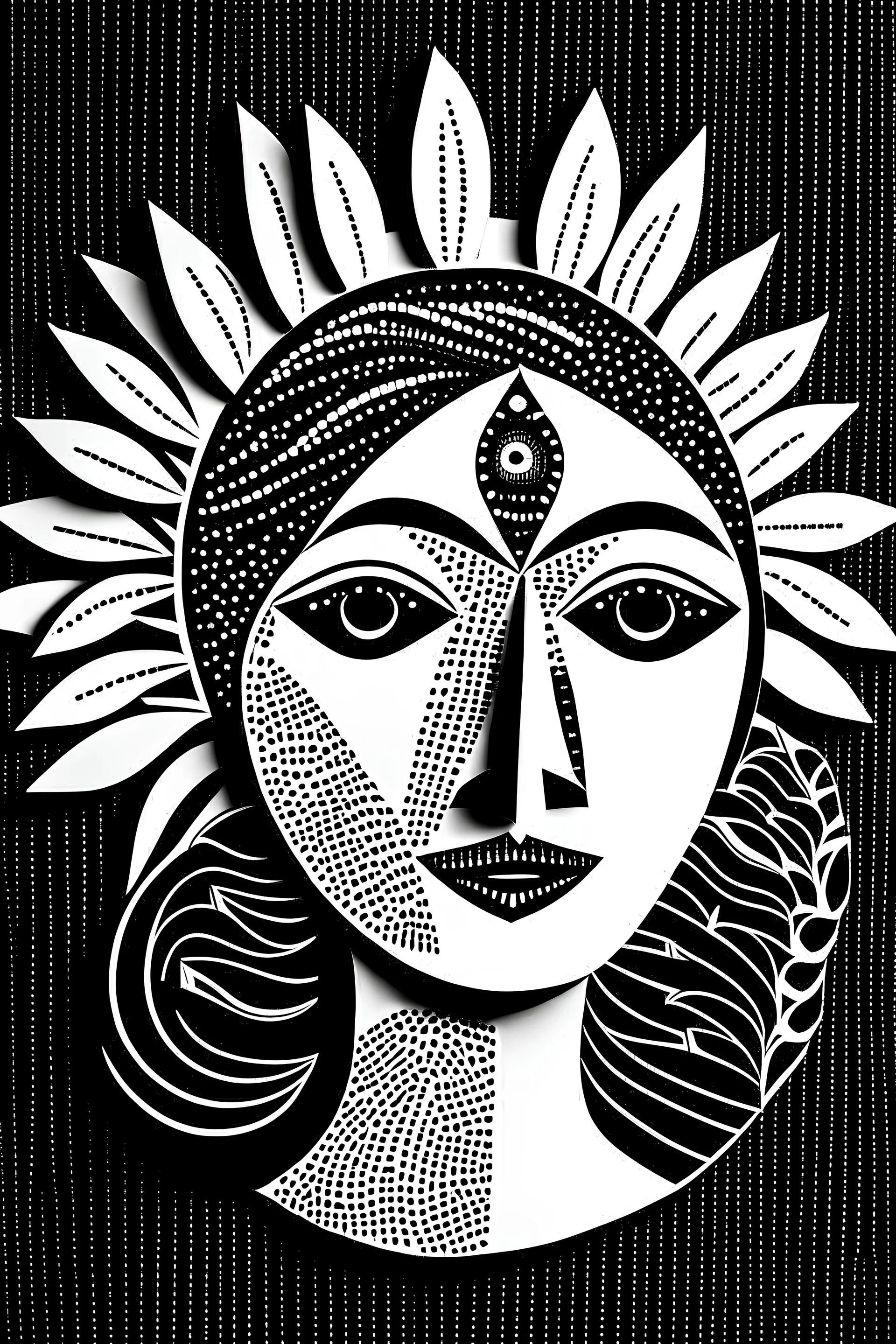 Paper Art, cute Indian women, Blushing face, Black and white colour , Creative
