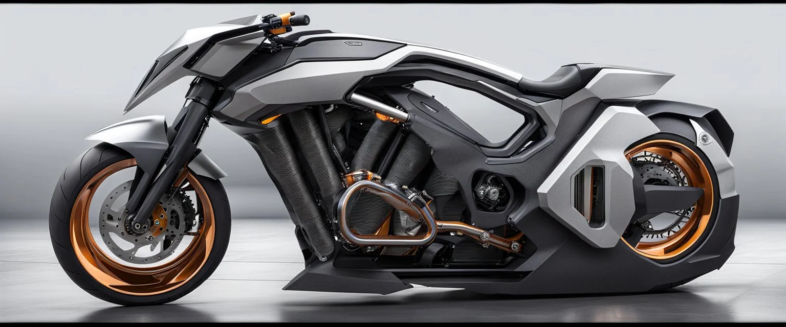 futuristic monster bike 3/4 front view