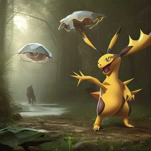 Mystery pokemon,Ambiance dramatique, hyperrealisme, 8k, high quality, lot of details, portrait,