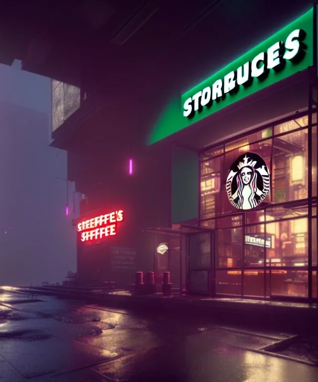 Starbucks, cyberpunk,