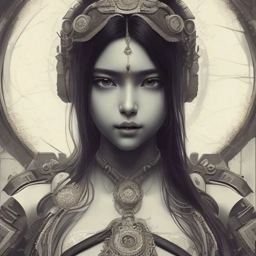 indian actress Detailed sad anime Kunoichi , intricate details, full body portrait, keep head in frame, slight, black Japanese motif, concept art, highly detailed, digital painting, concept art, sharp focus, illustration, art by Yoji Shinkawa, WLOP and greg rutkowski and alphonse mucha and artgerm and yanjun Chen and Junji ito and Makoto Shinkai, HDR, octane render