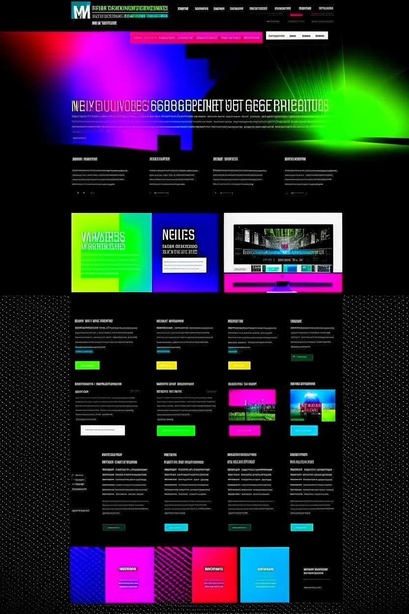 modern marketing agency website with navigation, photos and text as a painted paper draft, many colors, extremely many details, dark ambience, 8k