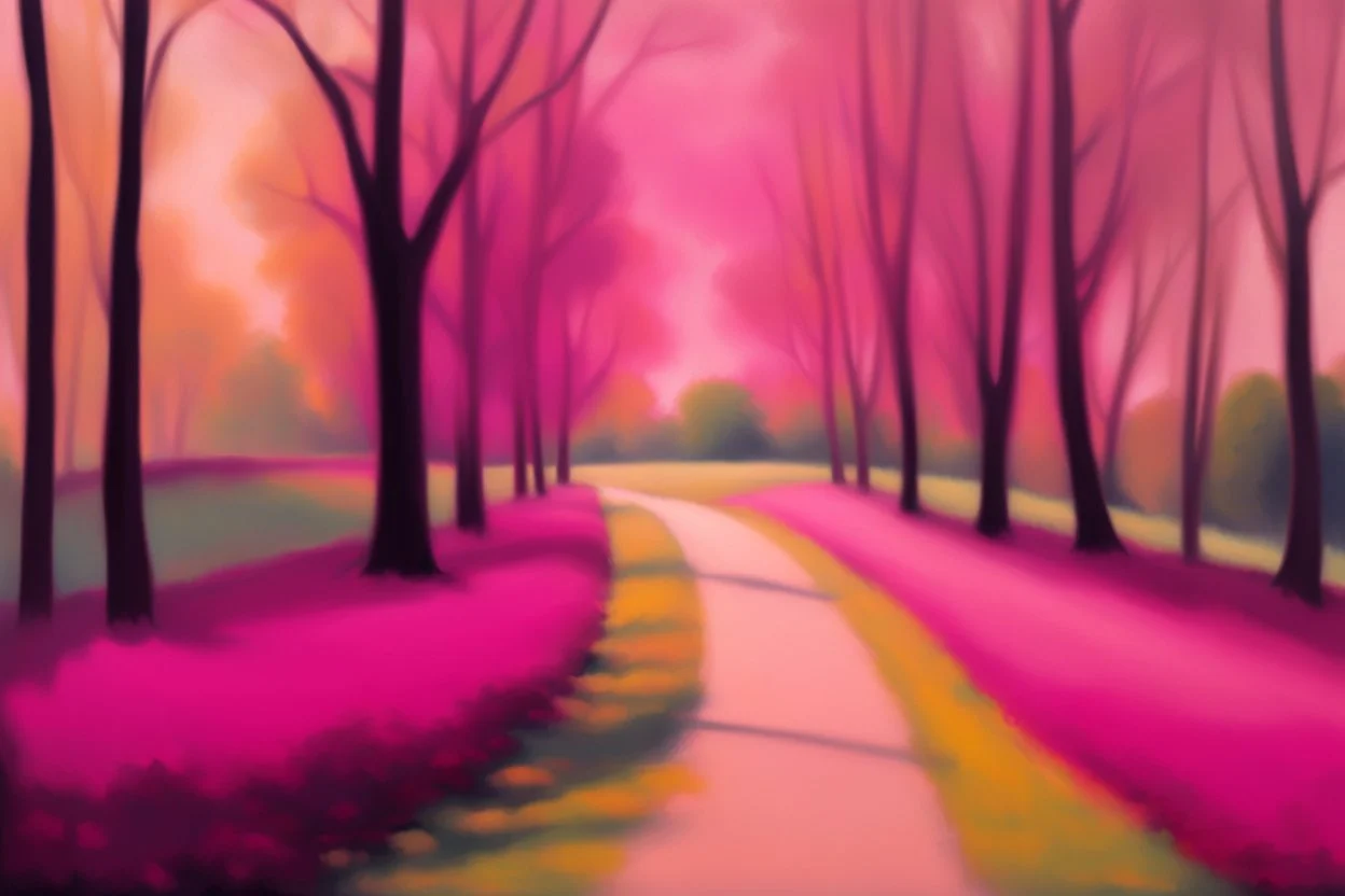 impressionism landscape in magenta, and toasted shadow color.