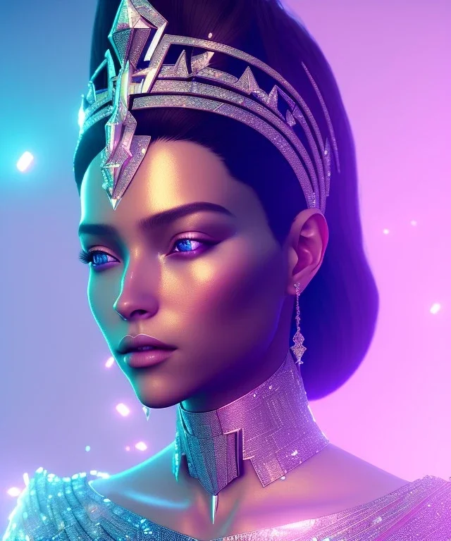 A portrait of a crystalised queen, atmospheric, realistic, unreal engine, cinematic lighting, octane render.