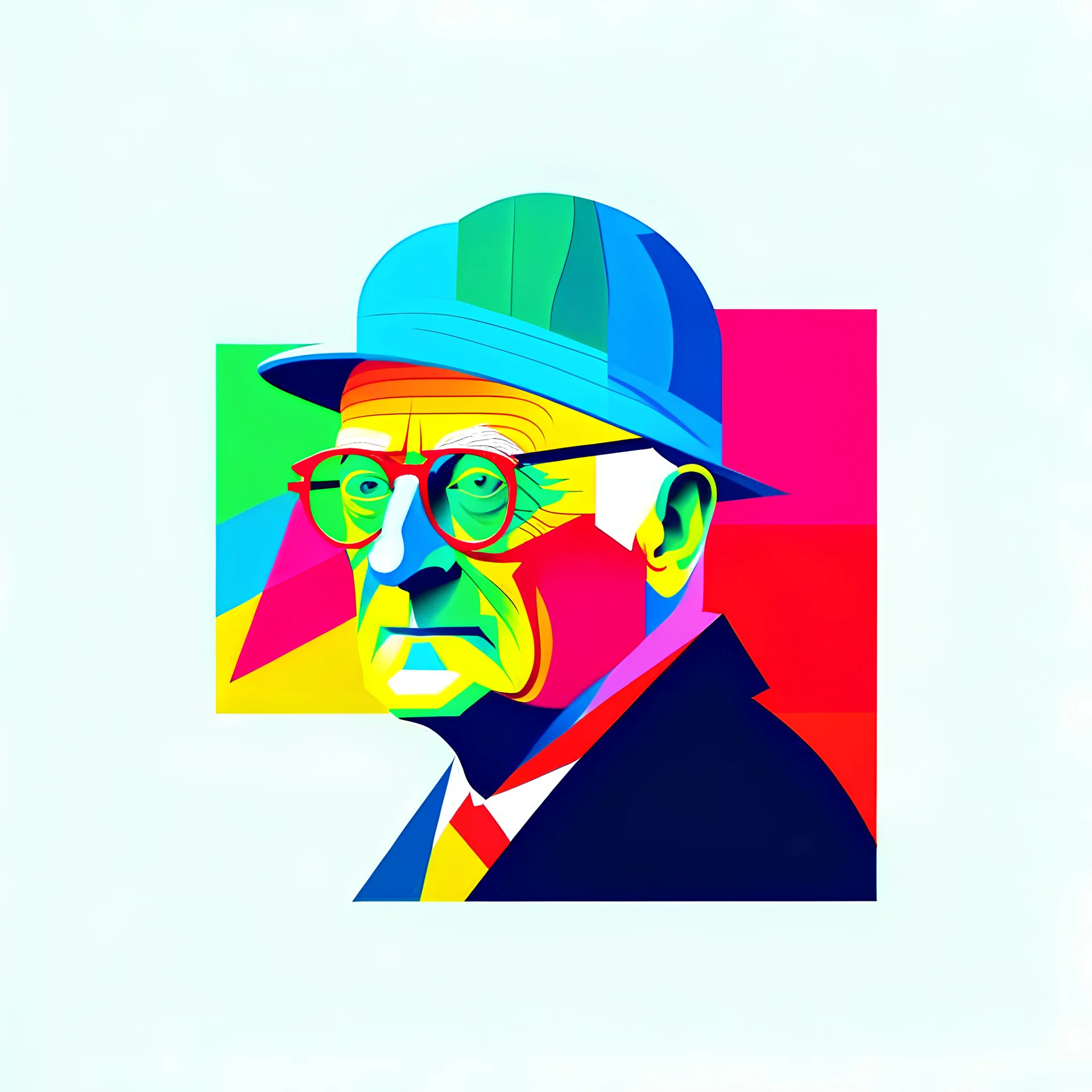 Design a high-resolution logo in david hockney tyle, encompassing the theme of AI and digital health. The overall composition should be simple, clean, and modern.