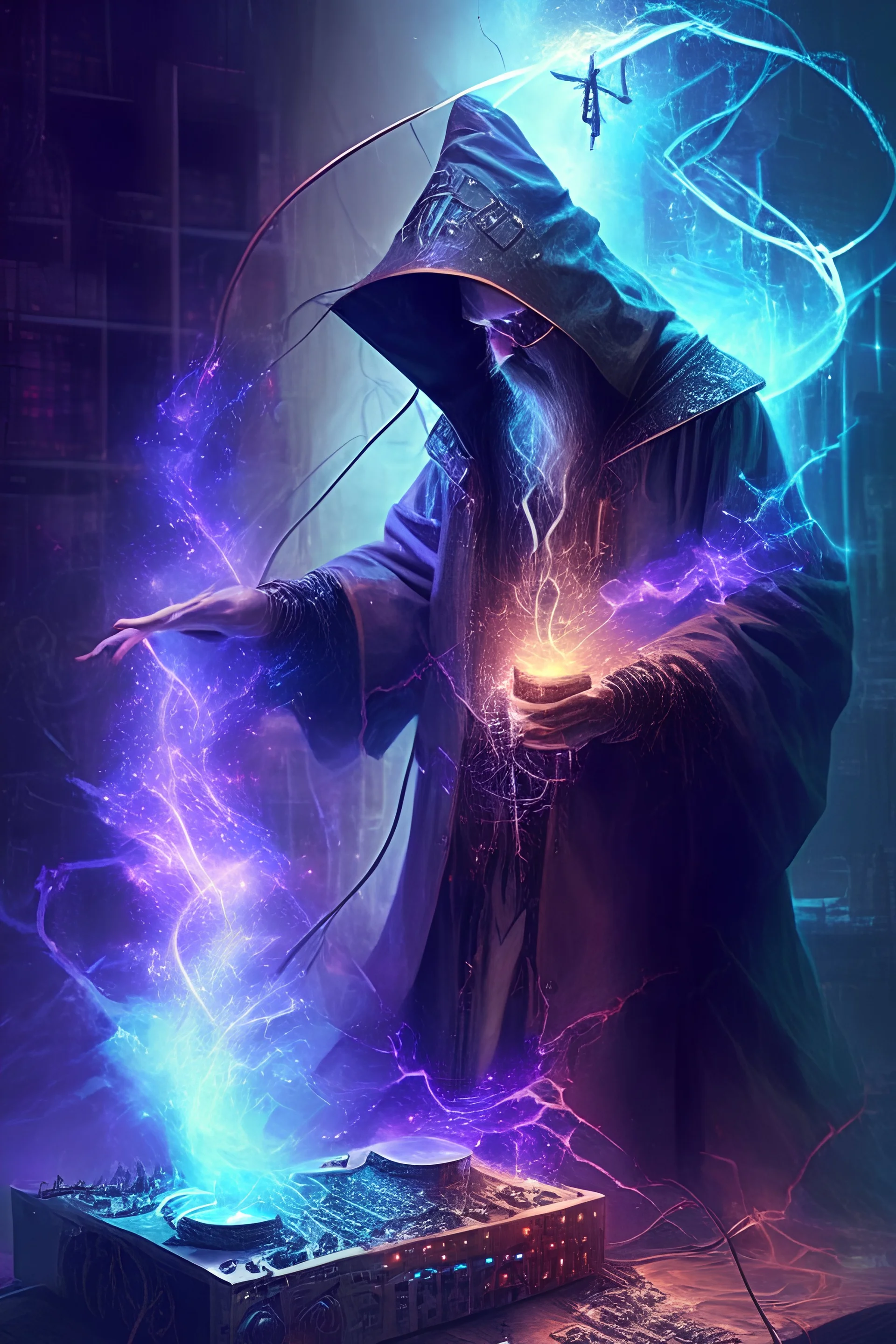 Mage making Electronic Music