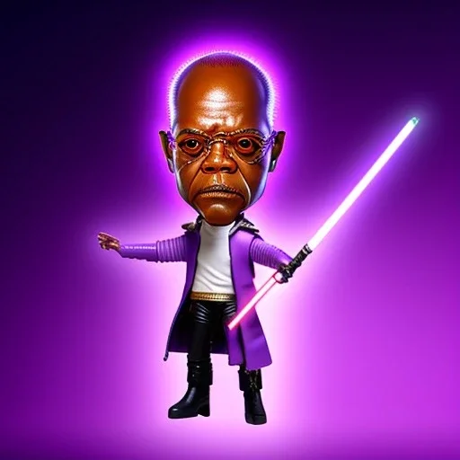 Hairless Samuel jackson purpleGlow jedi bobblehead with boots,