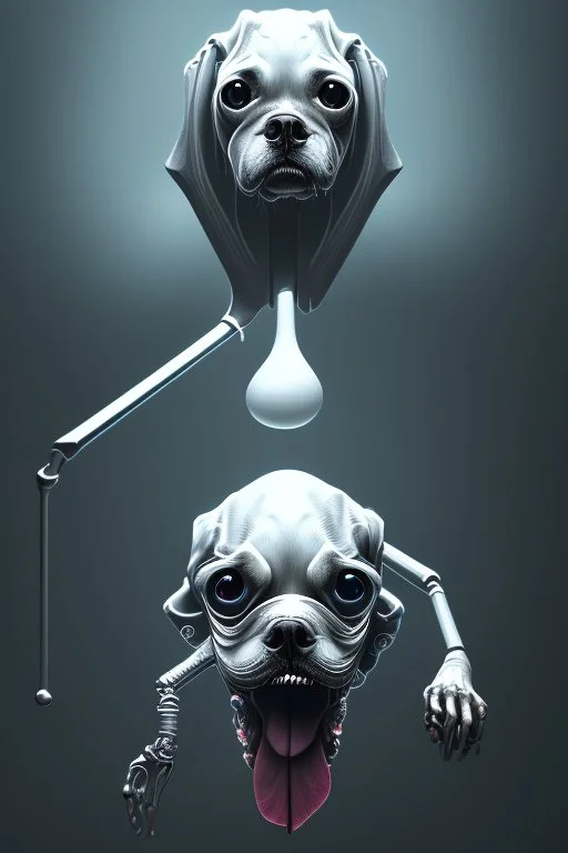 grim reaper dog, 4k, trending art, weird perspective, mirrors, reflection, water, smoke