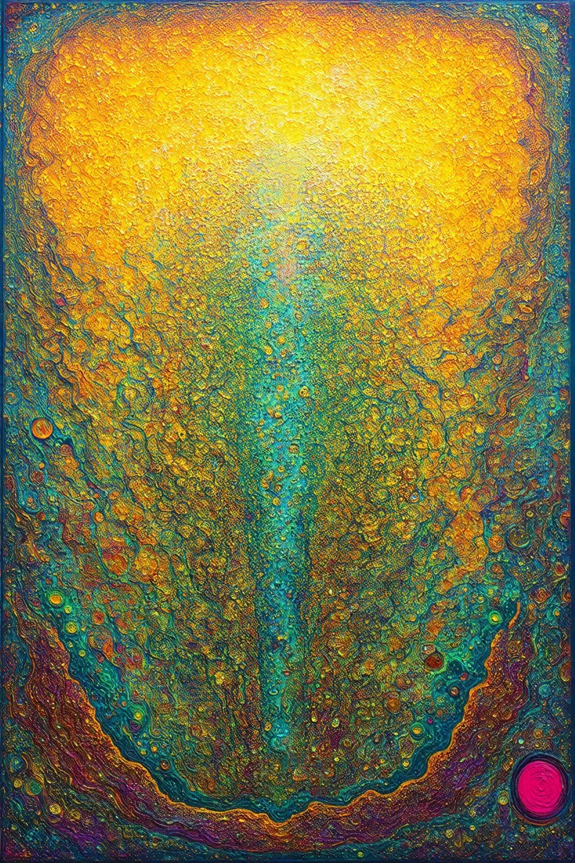 Psychedelic Mandelbrot; Surrealistic painting inspired by Klimt and Hundertwasser; Golden Hour; Exquisitely Detailed