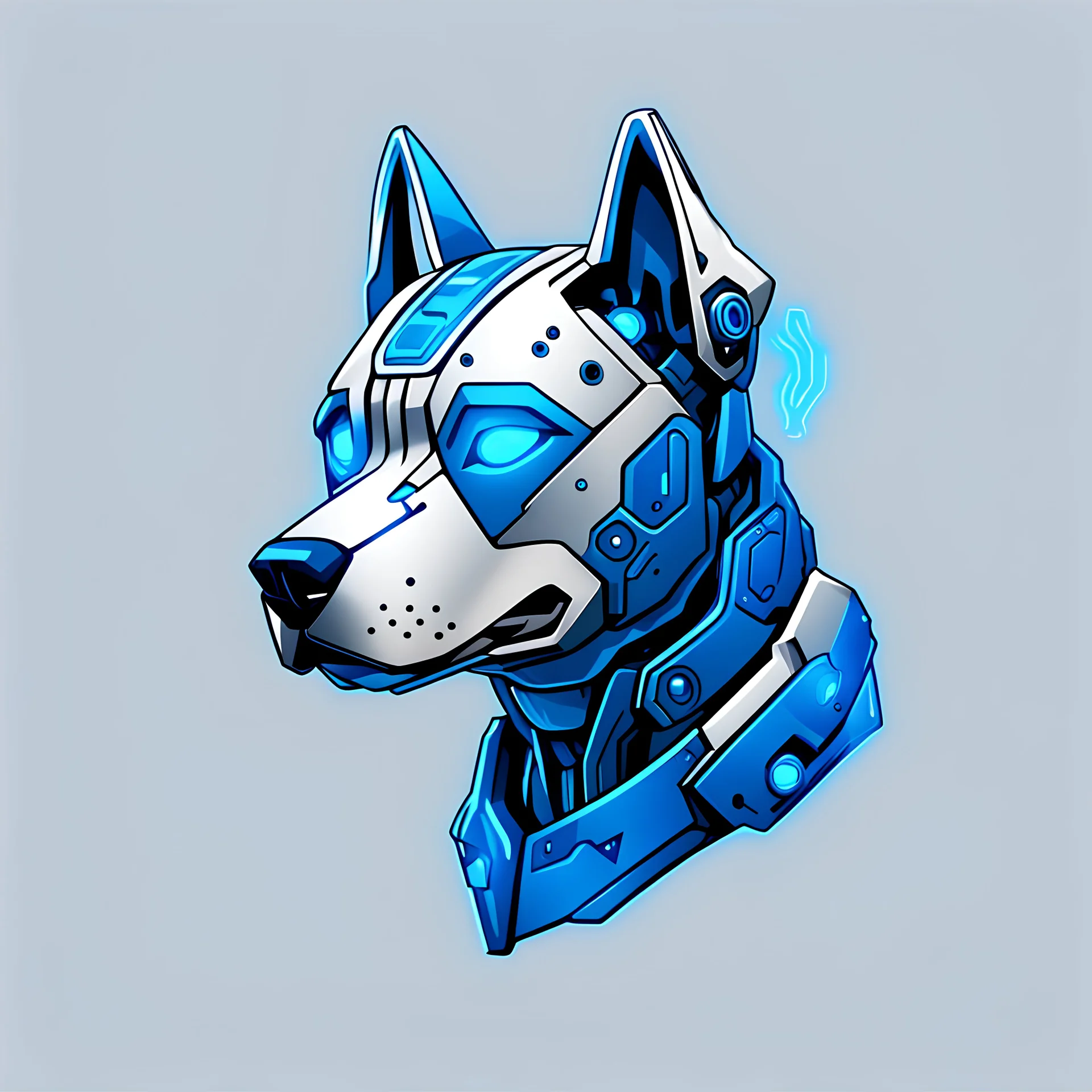 a blank background a blue logo that looks like the cyborg dog