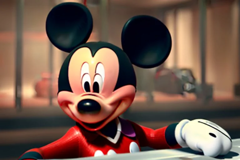 Mickey Mouse in prison undergoing the old 'lie detector' procedure