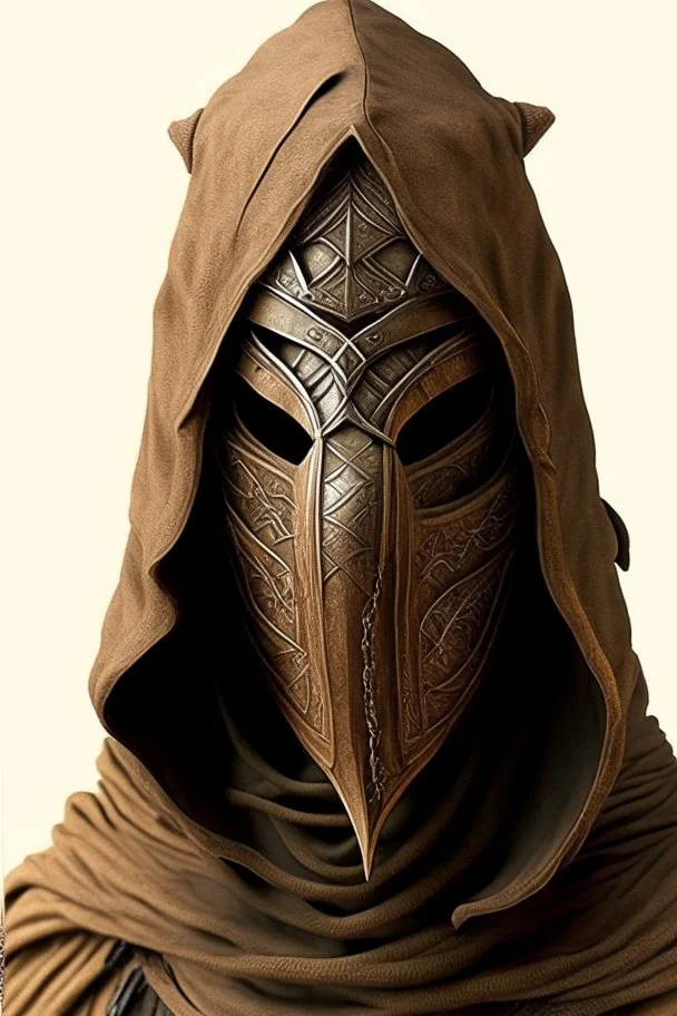 wizard mask light brown hood desert armor smoke knight scimitar warrior swords