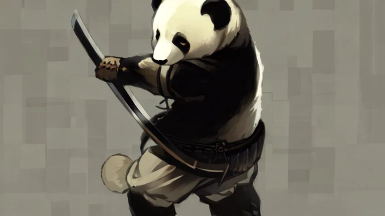 Panda in samurai armour