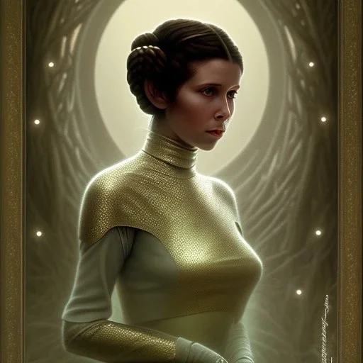 Princess leia goddess, perfect face, fantasy, beautiful face, gorgeous, intricate, dramatic lighting, emotionally evoking symbolic metaphor, highly detailed, photorealistic, artstation, concept art, smooth, sharp focus, art by albert aublet and krenz cushart, tomasz alen kopera, peter mohrbacher, and alphonse mucha, sharp focus, emitting diodes, smoke, artillery, sparks, racks, system unit, motherboard, by pascal blanche rutkowski repin artstation hyperrealism painting concept art of detailed ch