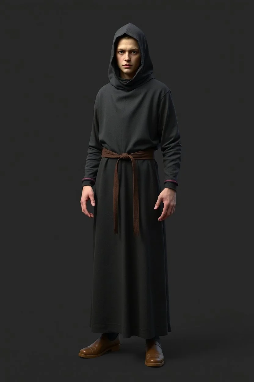 young russian monk for a horror , silent hill style, 3d model, t-pose, full length