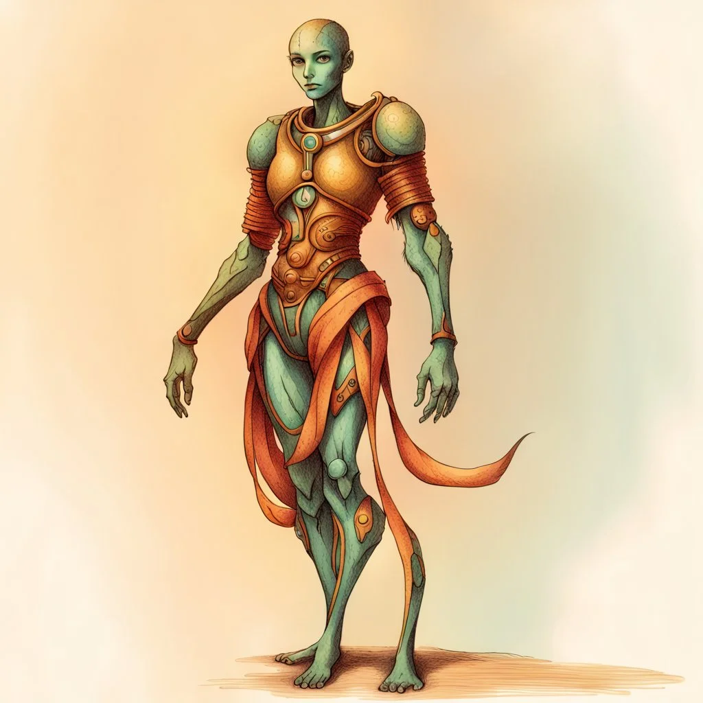 Beautiful colored drawing of a humanoid camell