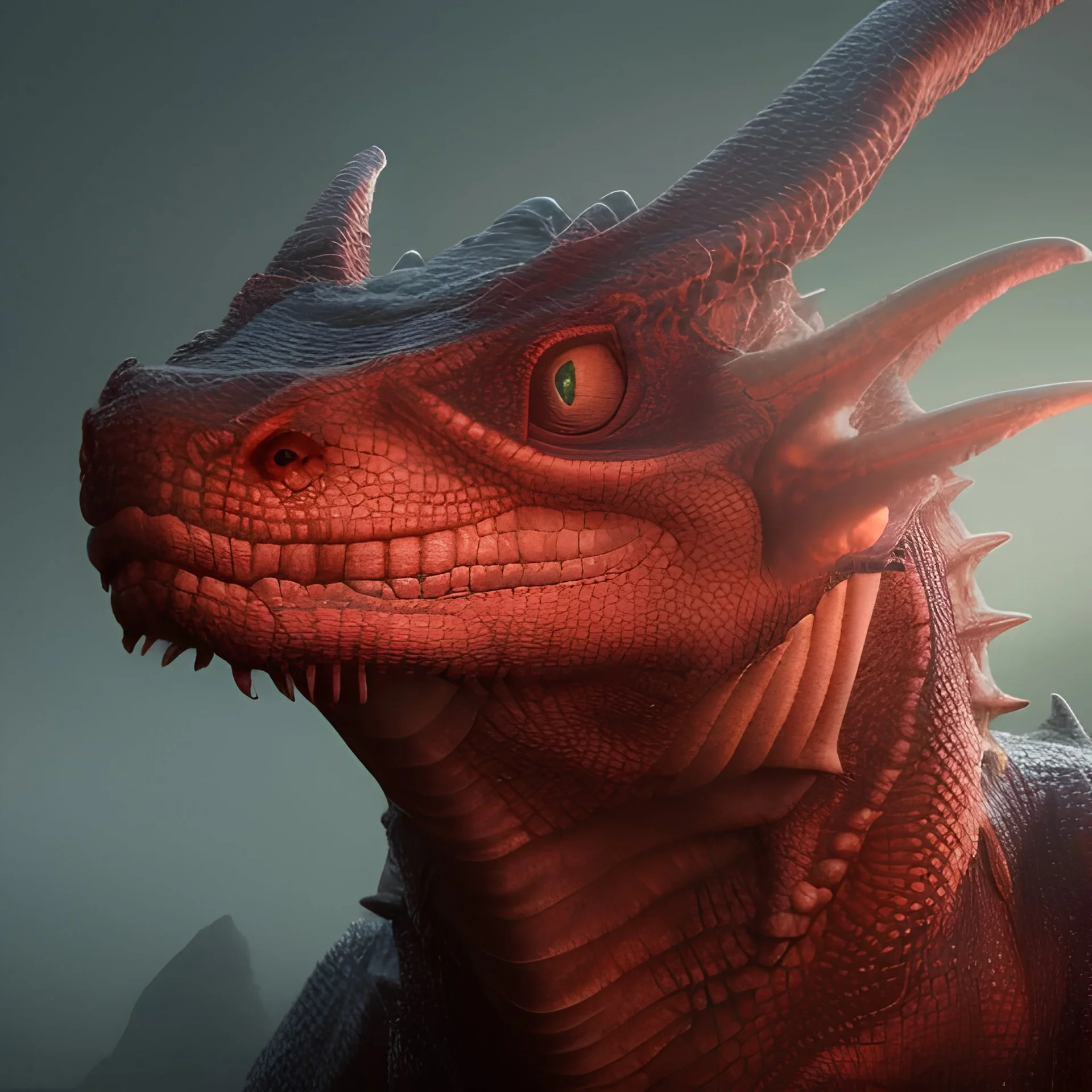 red dragon, dragon portrait, portrair, dragon head, dragon face, big eyes, fangs, dragon with horns, 8k resolution, high-quality, fine-detail, fantasy, incredibly detailed, ultra high resolution, 8k, complex 3d render, cinema 4d